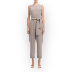 NWT Lost April Sleeveless Jumpsuit with back straps - Driftwood Taupe Brown M